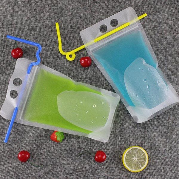 

hydration packs 25pcs disposable frosted sealing bags summer drink bag thickened beverage pouches portable pouch (random straw color)