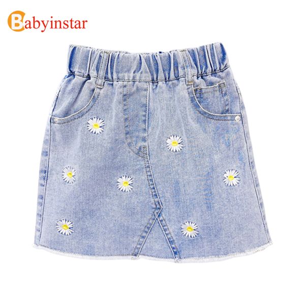 Gonne di jeans per ragazze Fori con marsupio Neonata Fori di moda Gonne Vestiti per bambini per bambini Gonna per bambini per ragazze 210303