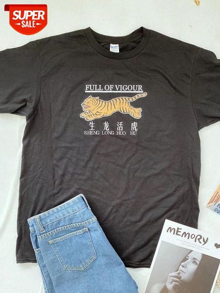 

sunfiz HJN Full Of VIGOUR Tiger T Shirt Women's Retro Style Tigers Printed T-Shirt Old School Grunge Aesthetic Casual Tee #hO0C, White