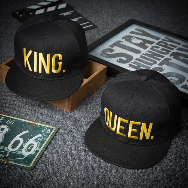 

ball caps men women king queen letters pattern embroidery baseball cap fashion street hip hop snapback couple flat hat a69, Blue;gray