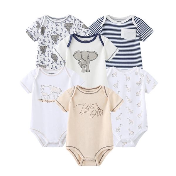 

6 pcs/lot uniesx summer newborn rompers 100%cotton clothing set roupas de bebe baby boy girl clothes 210309, White