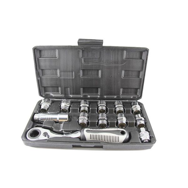 

hand tools 13pcs 3/8in dr. go through sockets drive fits-all ratchet handle imperial and metric standard