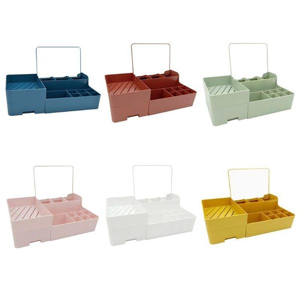 

makeup organizer with mirror for cosmetic capacity storage box