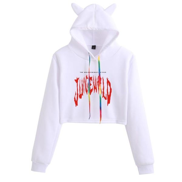 

women's hoodies & sweatshirts rapper juice wrld emo trap song "lucid dreams" hip hop print fashion trend cat ears women sweat, Black