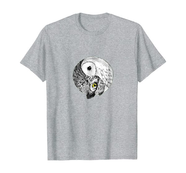 

birds : owl ying and yang logo t-shirt, White;black