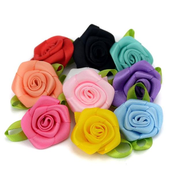 10pcs 3cm de cetim fita rosa flores cabeças de marca dinamarca de diy scrapbooking para decoração de casamento artificial seda jllrwk