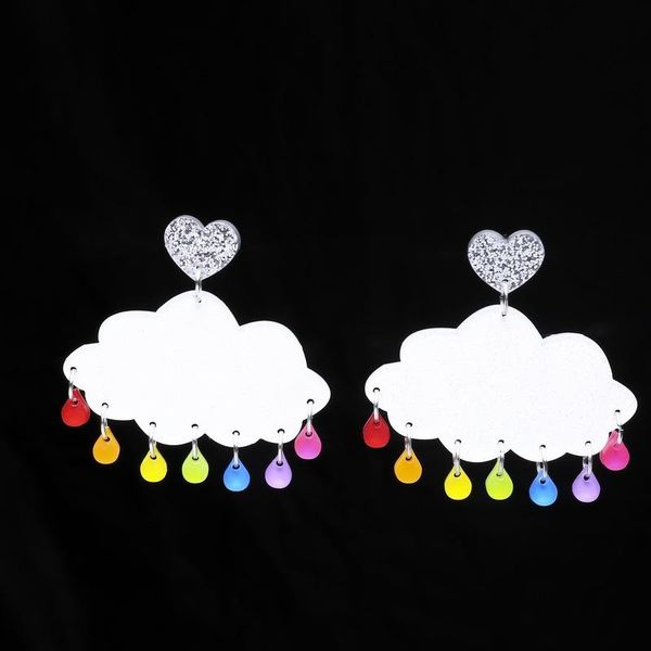 

dangle & chandelier 2021 cloud glittering powder earrings for women fashion cute sweet candy color drop simple ladies ears jewelry gift, Silver
