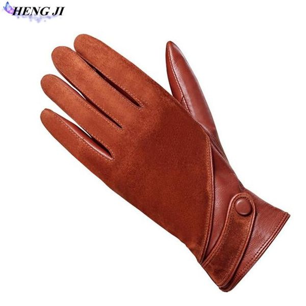 

fingerless gloves women' leather gloves, sheepskin, touch screen, fashion, warm, plush, driving, Blue;gray