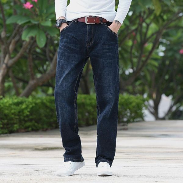 

men's jeans spring and autumn long pants straight loose tide brand casual trend spring., Blue