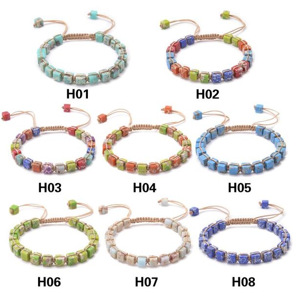 

charm bracelets square beads 7 chakra wrap women string braided yoga meditation friendship bracelet bangle bohemian jewelry, Golden;silver