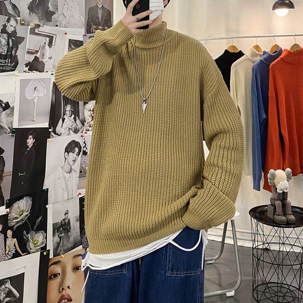 

winter sweater men's warm fashion retro knitted pullover men streetwear knitting sweaters mens clothes h9rw, White;black