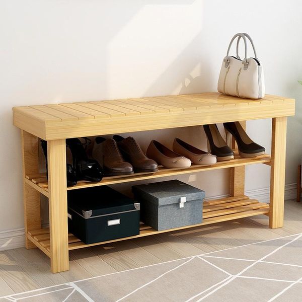 

3-tier multi-functional bamboo shoe rack wood shoe hanger bench organizer hanger entryway storage shoes cabinet