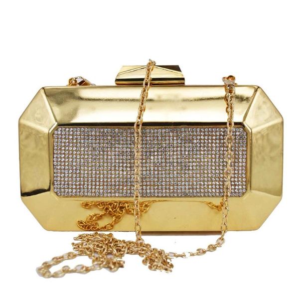 

golden metal box clutch evening bags
