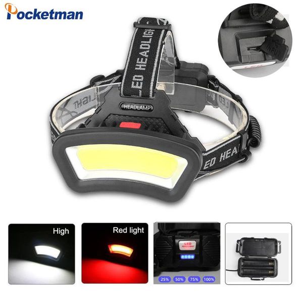 

headlamps 8000lm powerful led headlamp head lamp cob headlight usb rechargeable waterproof fishing light by 18650 battery