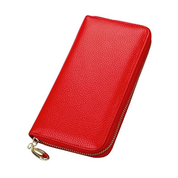 

wallets long clutch bag women genuine leather wallet female fashion ladies purse high capacity zipper phone coin walet for, Red;black