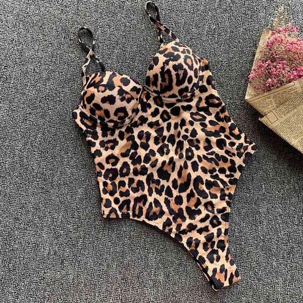 

2021 women push up swimwear one piece swimsuit female bather leopard printed bathing suit swim lady monokini 5222, White;black