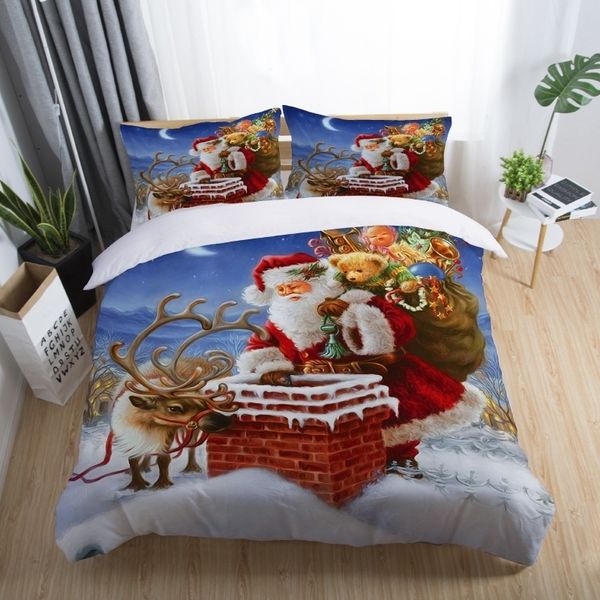 3D impresso alegre conjunto de cama rainha / twin / king size decoração de Natal para casa y200417