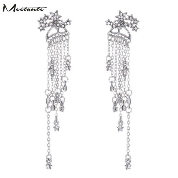 

stud meetcute wholesale fashion zircon shiny five-pointed star earrings jewelry for women, Golden;silver