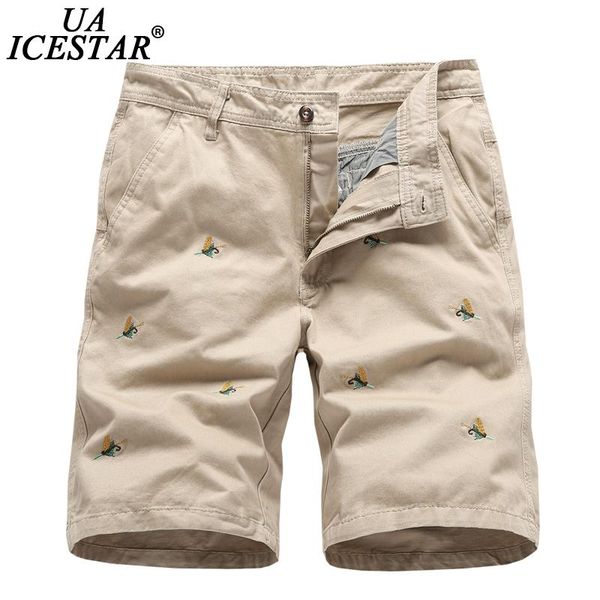 

men's shorts uaicestar brand summer men cotton 2021 embroidery casual pants fashion khaki large size comfortable, White;black