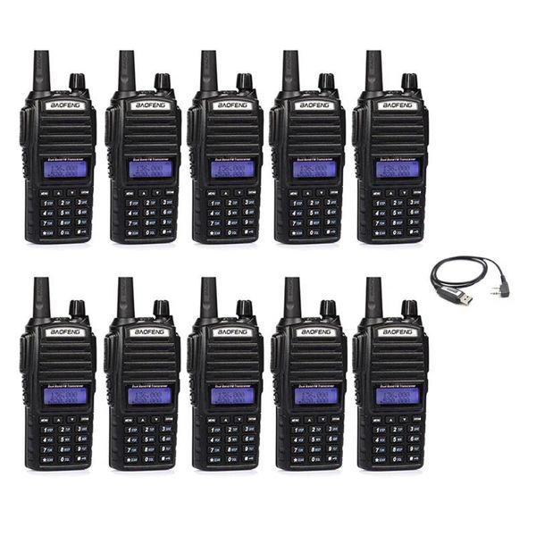 

walkie talkie 10pcs baofeng 8w uv-82 plus vhf/uhf dual band portable cb ham station amateur scanner radio intercome