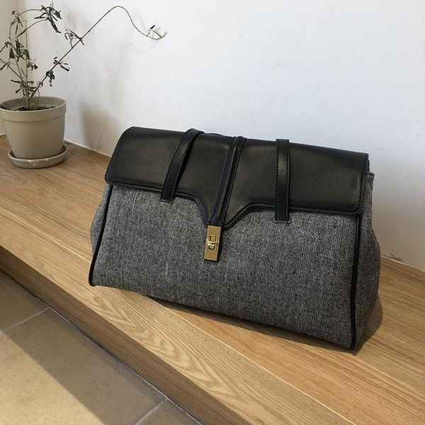 

evening bags versatile color contrast stitching large capacity shoulder portable underarm bag high-quality tote sac a main femme