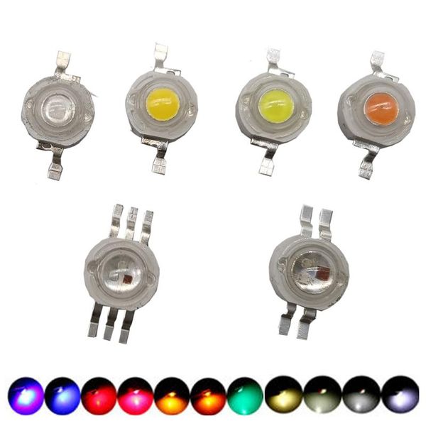 Contas claras 10pcs 1W 3W de alta potência LED LED LEDS DIODS CHIP SMD QUENTE BRANCO BRANCO VERMELHO AMARELO AMARELO PARA SPOTLEFTILIO