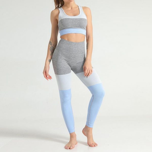 

yoga outfits 2021 women seamless set sports bra and leggings high waist gym clothes workout fitness sportswear suit1, White;red