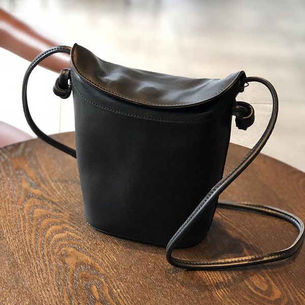 

female simple leather bags mini yourseason genuine shoulder soft leather 2021 bucket messenger vintage women bag hasp gbskd, Red;black