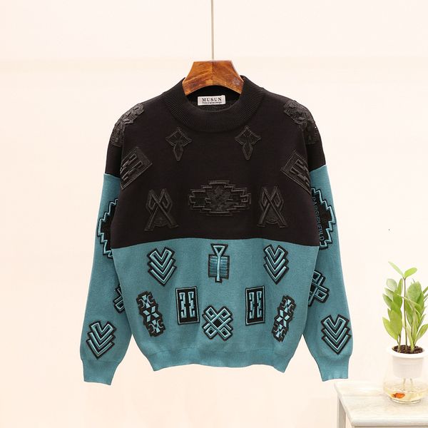 

sports 2021 autumn knit set women patchwork embroidery sweater long pants two piece outfits female casual knitted tracksui z9hy, Gray