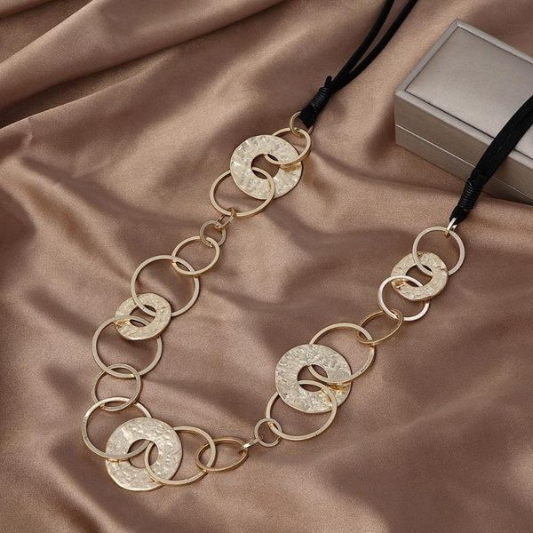 

chains fashion alloy coin necklace multiple circle chain for women jewelry, Silver