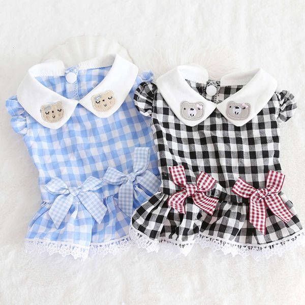 

ysgj spring and summer 2019 new animal doll collar plaid skirt cute dog drs plaid skirt