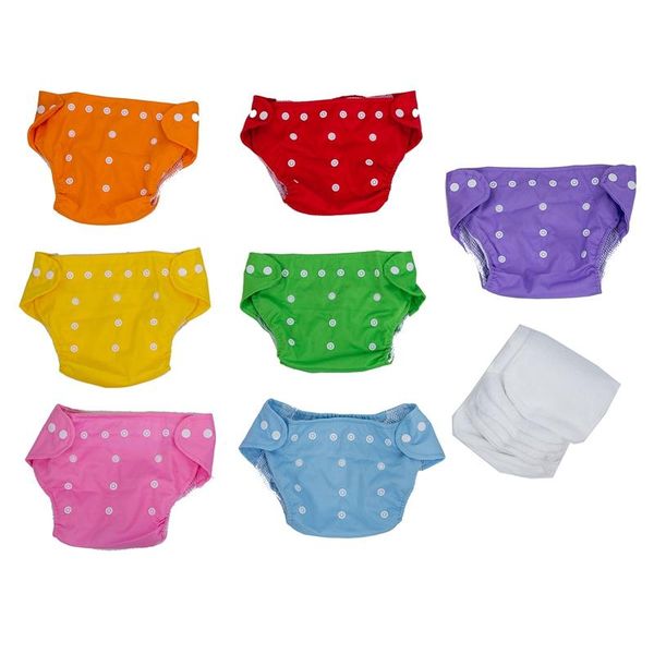 

cloth diapers 7x reusable adjustable washable baby soft nappy diaper  +7 inserts