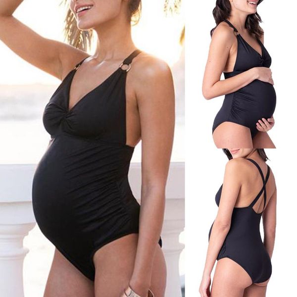 

women's maternity swimsuit one-piece maternity swimwear solid swimsuit bikini swimming beachwear pregnant costume bikini premama