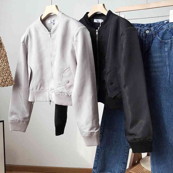 

11.2 korean loose et tooling personalized long sve short coat, Black;brown