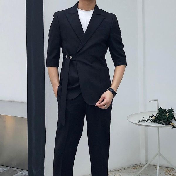 

men's suits & blazers business tuxedos slim fit men suit belt blazer mens fashion trend brand tuxedo groom formal dress traje novio 202, White;black