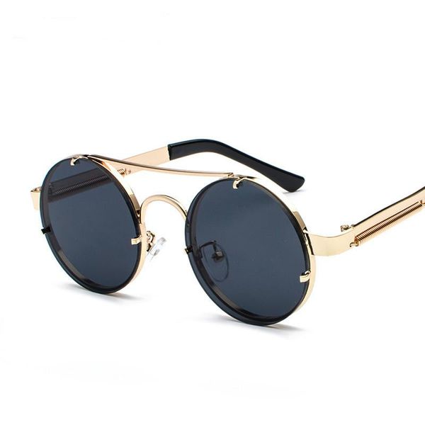 

sunglasses spring mirror leg design punk retro fashion ladies round frame eyewear, White;black
