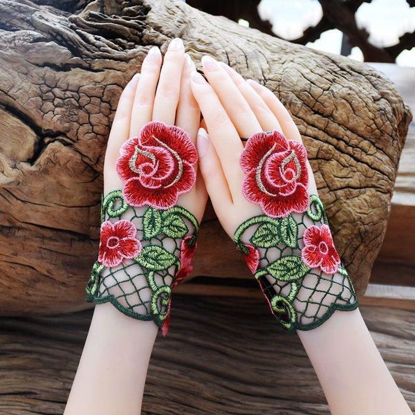 

ins mittens embroidery gloves autumn winter women' warm gloves knitted embroidery, Blue;gray