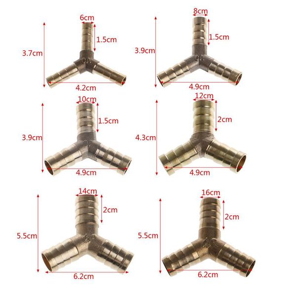 

motorcycle exhaust system 2021 6-16mm brass y type hose joiner piece 3 way fuel water air pipe tee connector parts