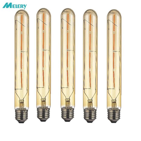 

bulbs e26 e27 led filament light bulb edison vintage tube flute incandescent lamp 4w 6w 8w t30 warm white 2300k [energy class a+] 5pcs