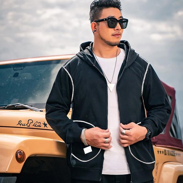 

men's hoodies & sweatshirts autumn zipper cardigan plus size hoodie jacket oversized mens sweatshirt men 9xl 10xl 8xl, Black