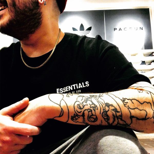 

double essentials basic small loose large os short sleeve t-shirt men's high street fashion brand fog, White;black