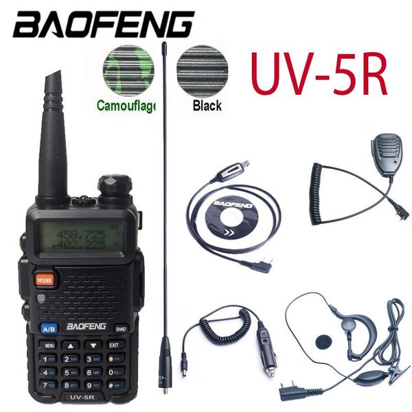 

walkie talkie baofeng uv 5r real 5w u/vhf two-way radio communicador uv5r portable ham dual band fm transceiver amateur 10 50 km