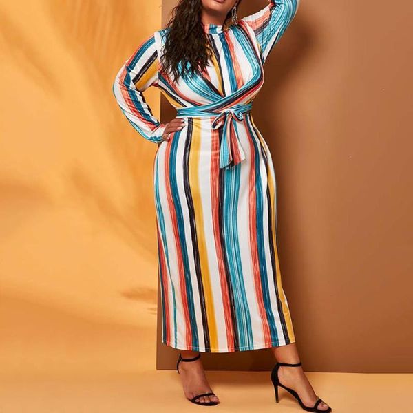 

plus size dresses 4xl stripe women dress fashion casual lady stand-up collar summer autumn clothing for party, Black