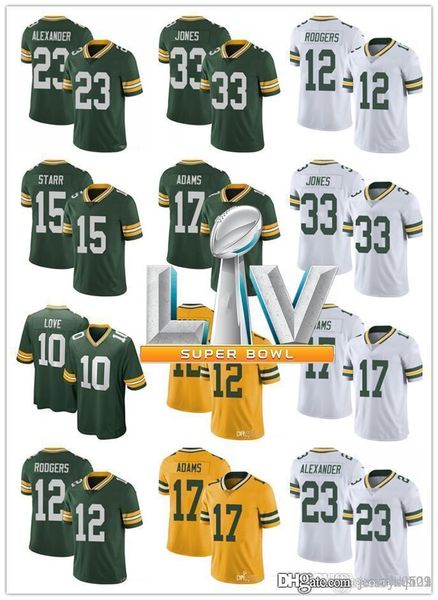 

men women green bay packers 12 aaron rodgers 23 jaire alexander 10 love 17 davante adams 33 aaron jones football jerseys whi, Black;red