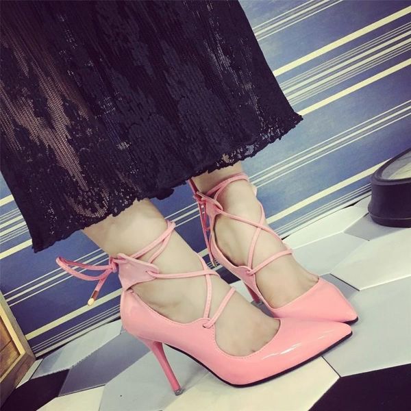 

dress shoes women pointed pumps ankle strap high heels boat lady wedding elegant high-heeled heel office y21-42, Black