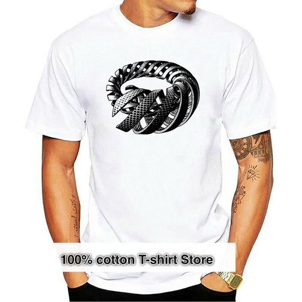 

men's t-shirts spiral t-shirt escher hand printed black on zinc silkscreen cotton gift for him mens fashion screen print men t shirt, White;black