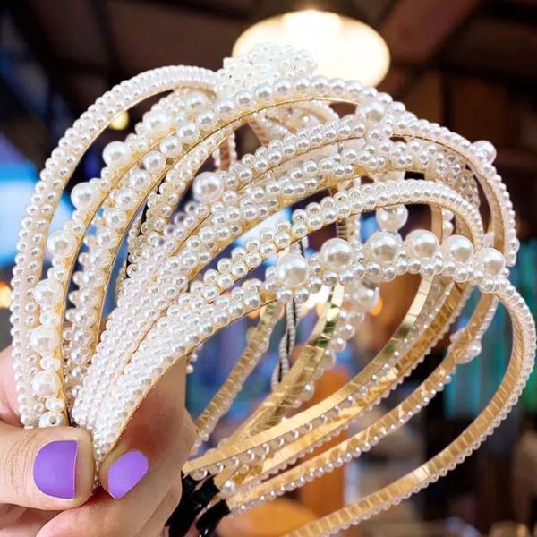 

hair clips & barrettes gold metal hairbands for women accessories designer band hoops bow wedding pearl headband bridal headwear bands clip, Golden;silver