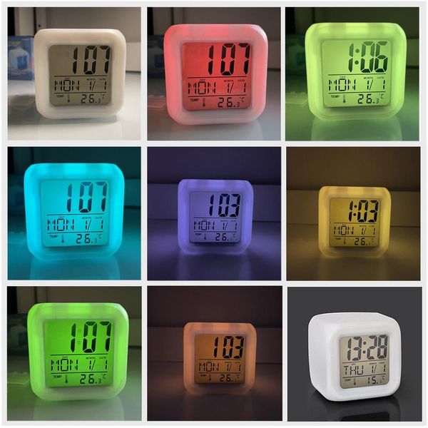 

other clocks & accessories alarm clock glowing led digital smart color change home bedroom child wake up portable tool decoratio
