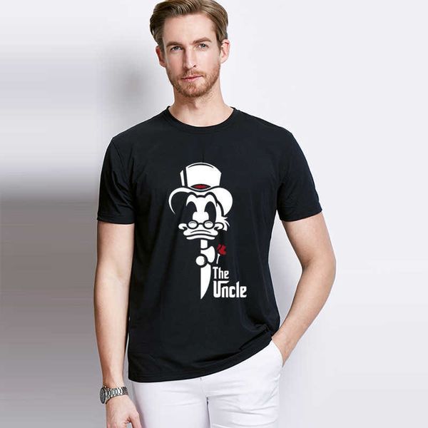 

fashion cartoon the uncle duck t shirt men donald guys cotton short sleeve o-neck t-shirt brand clothes boy tees 210629, White;black