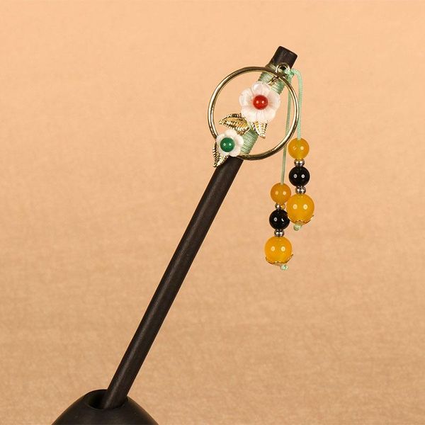 

hair clips & barrettes chinese ethnic hairpin hanfu accessories tassel step shake ancient wooden sticks for flower hairpins headdress, Golden;silver